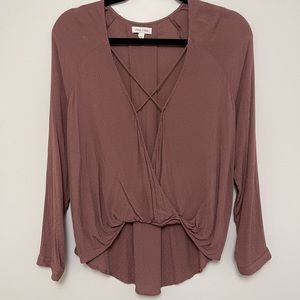 Silence + Noise Mayfair Plunge Surplice Blouse